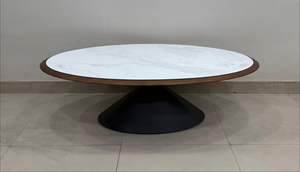 Oval Marble-Top Coffee Table with Gold Base – Model B-815 - image 1