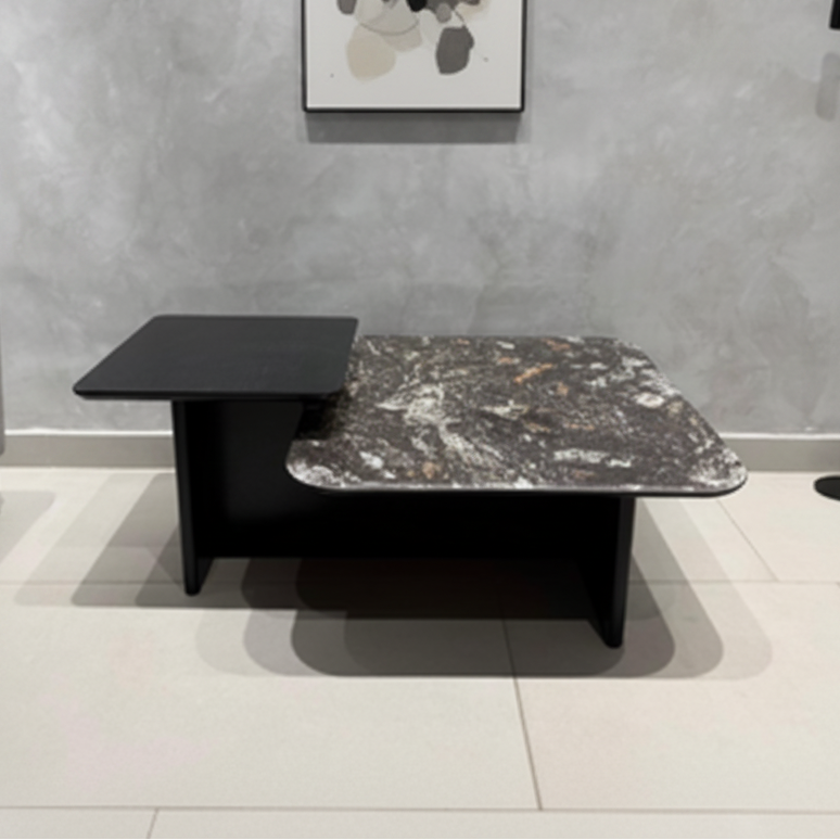 Rectangular Marble-Top Coffee Table with Black Metal Base – Model C-01 - image 1