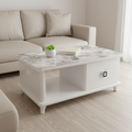 Oval Marble-Top Coffee Table with Wood Base – Model C-16 - image 1