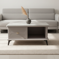 Rectangular Marble-Top Coffee Table with Black Metal Base – Model C-29 - image 1