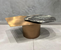 Rectangular Stone-Top Coffee Table with Black Metal Base – Model C-711 - image 1