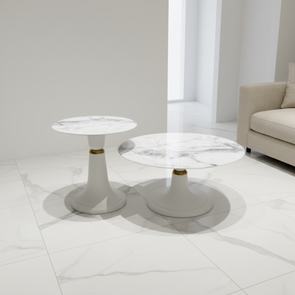 Round Marble-Top Side Table with Gold Base – Model CYY-05 - image 1