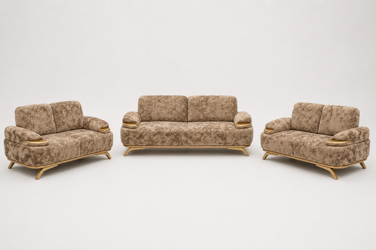 Taupe Textured Fabric Loveseat