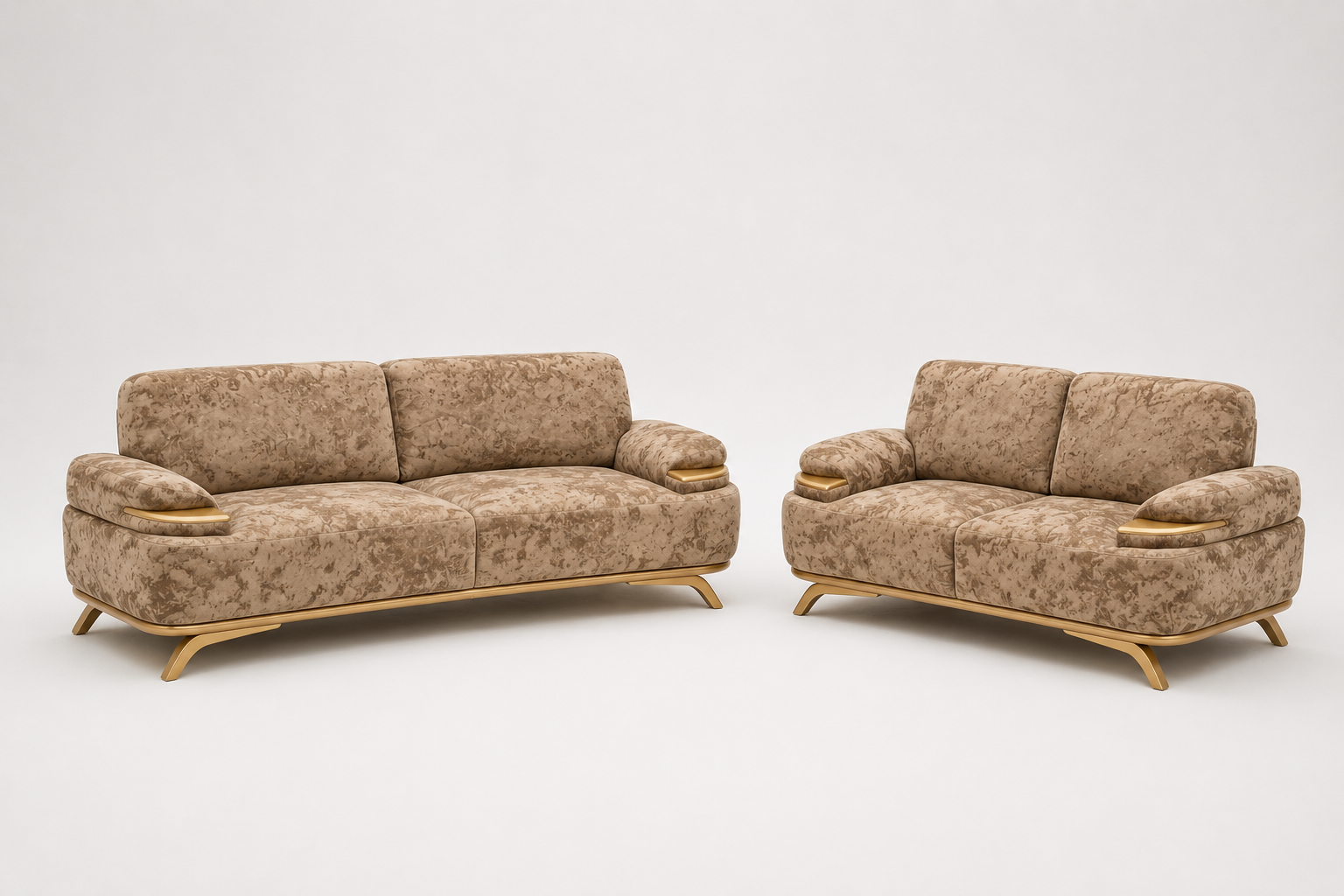 Taupe Textured Fabric Loveseat