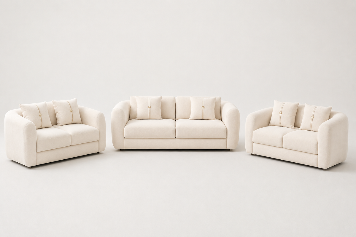 Cream Boucle Curved Sofa