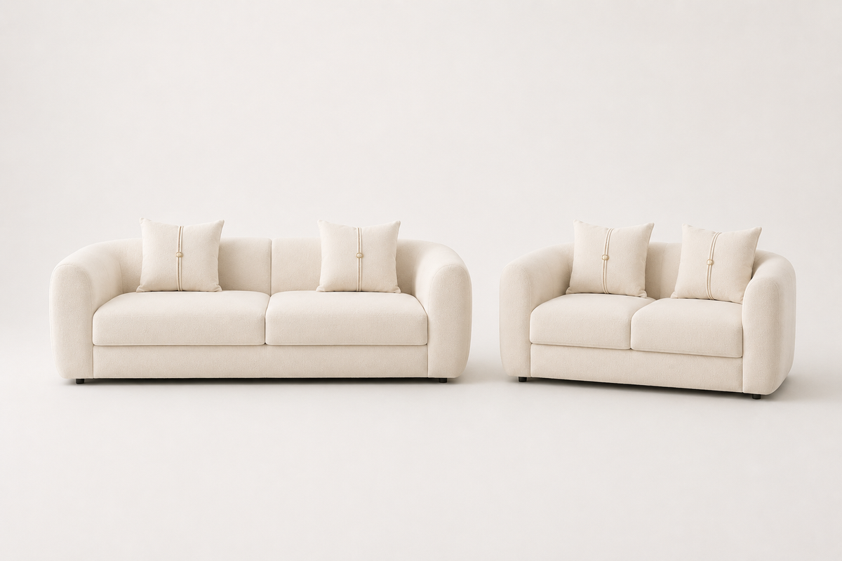 Cream Boucle Curved Sofa