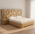 Beige Stone-Pattern Scalloped Glam Bed - image 1