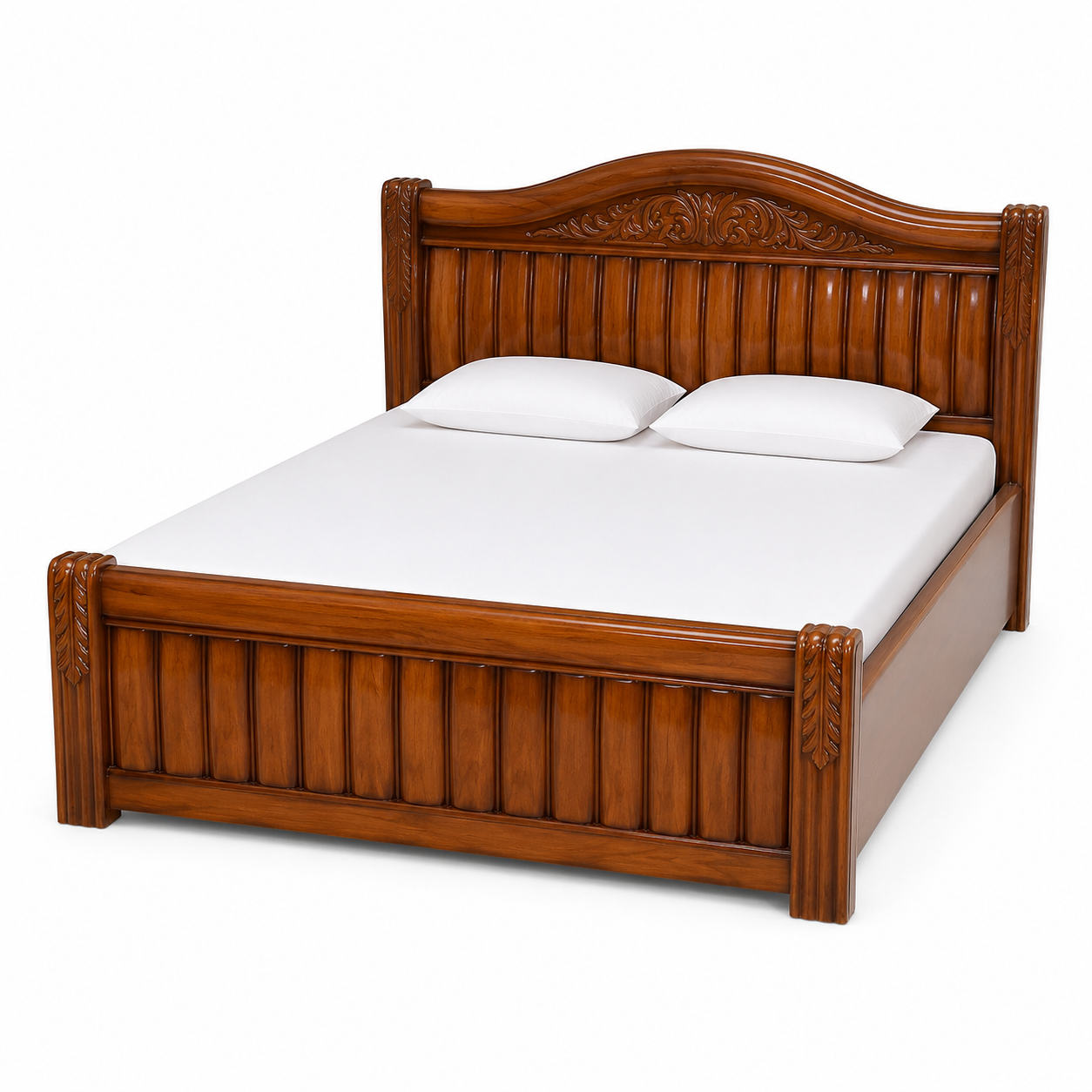 Golden Teak Arched Panel Classic Bed - image 1