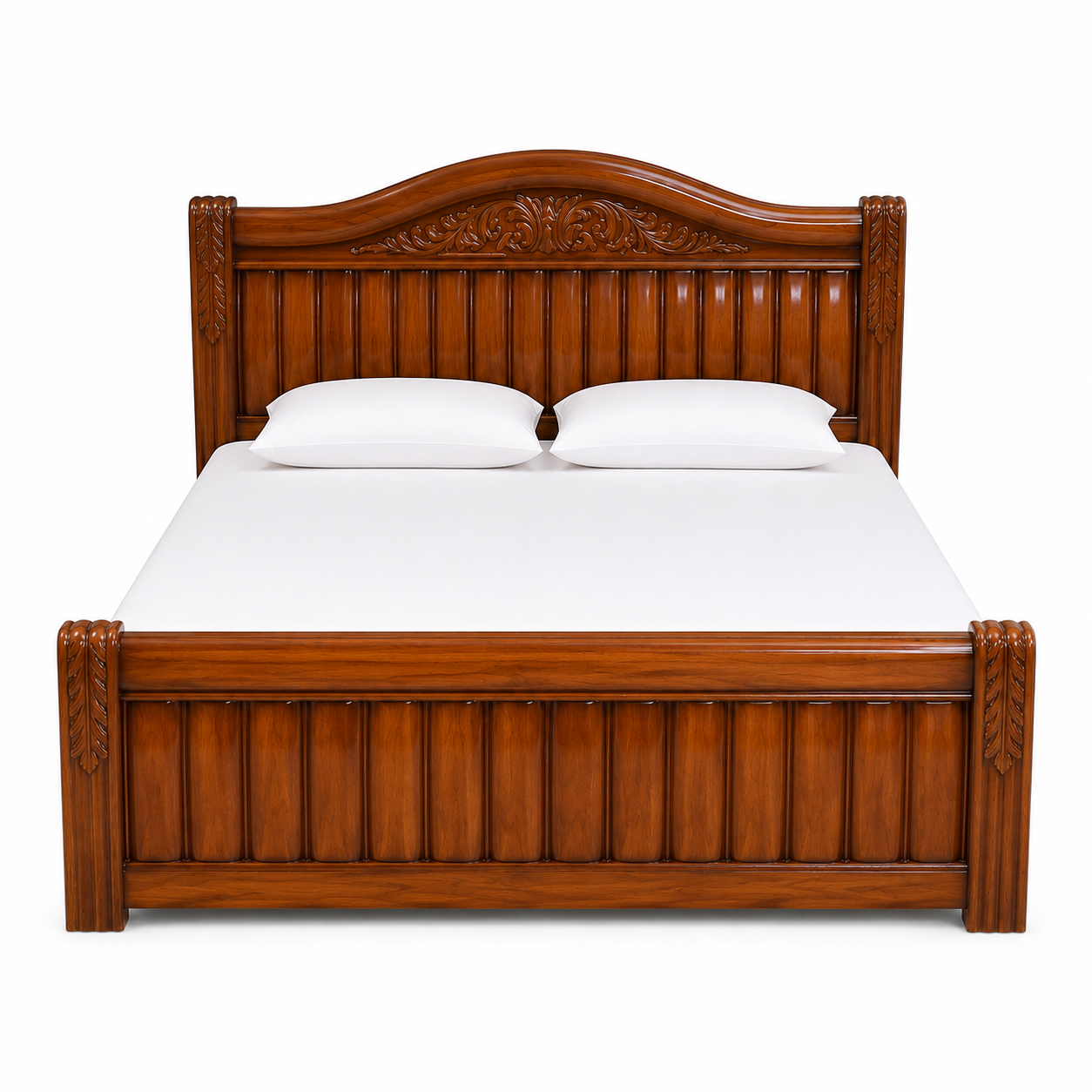 Golden Teak Arched Panel Classic Bed - image 2