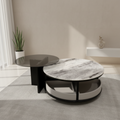 Rectangular Marble-Top Coffee Table with Black Metal Base – Model F-10 - image 1