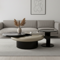 Round Marble-Top Nesting Table Set with Black Metal Base – Model F-2526 - image 1