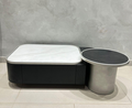 Round Marble-Top Coffee Table with Black Metal Base – Model F-50 - image 1