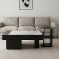 Rectangular Marble-Top Coffee Table with Black Metal Base – Model F-56 - image 1