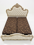 Luxury Ornate Gold Carved Button-Tufted Upholstered Bed