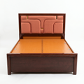 Terracotta Channel-Tufted Wooden Bed - image 1