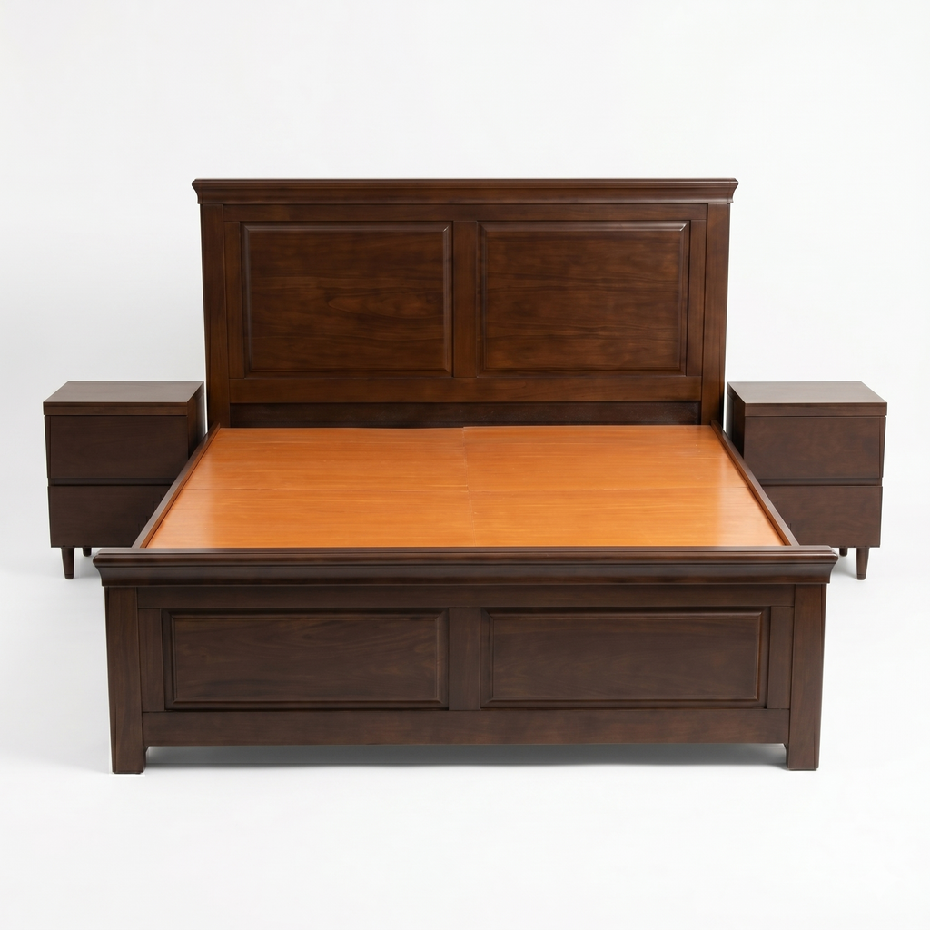 Dark Mahogany Panel Bed with Nightstands - image 1