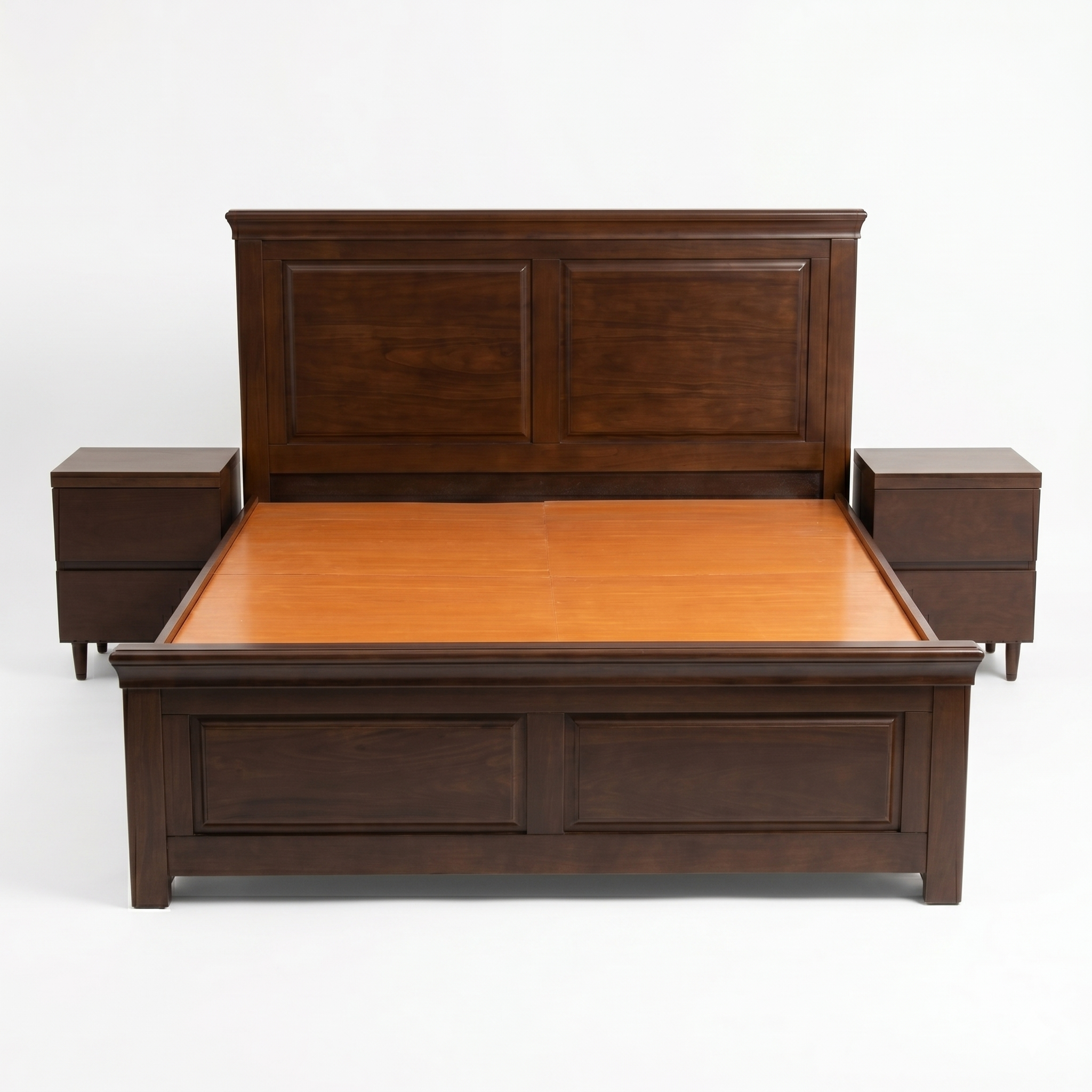 Dark Mahogany Panel Bed with Nightstands - image 1