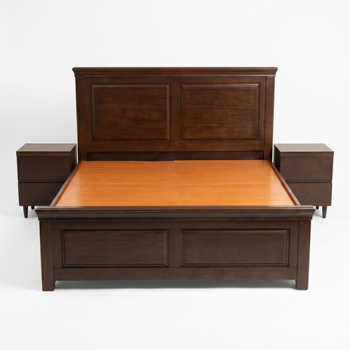 Dark Mahogany Panel Bed with Nightstands - image 2