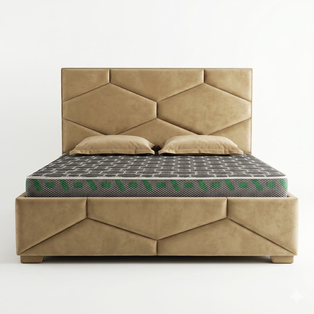 Olive Honeycomb Quilted Bed with Bolster Pillows - image 1