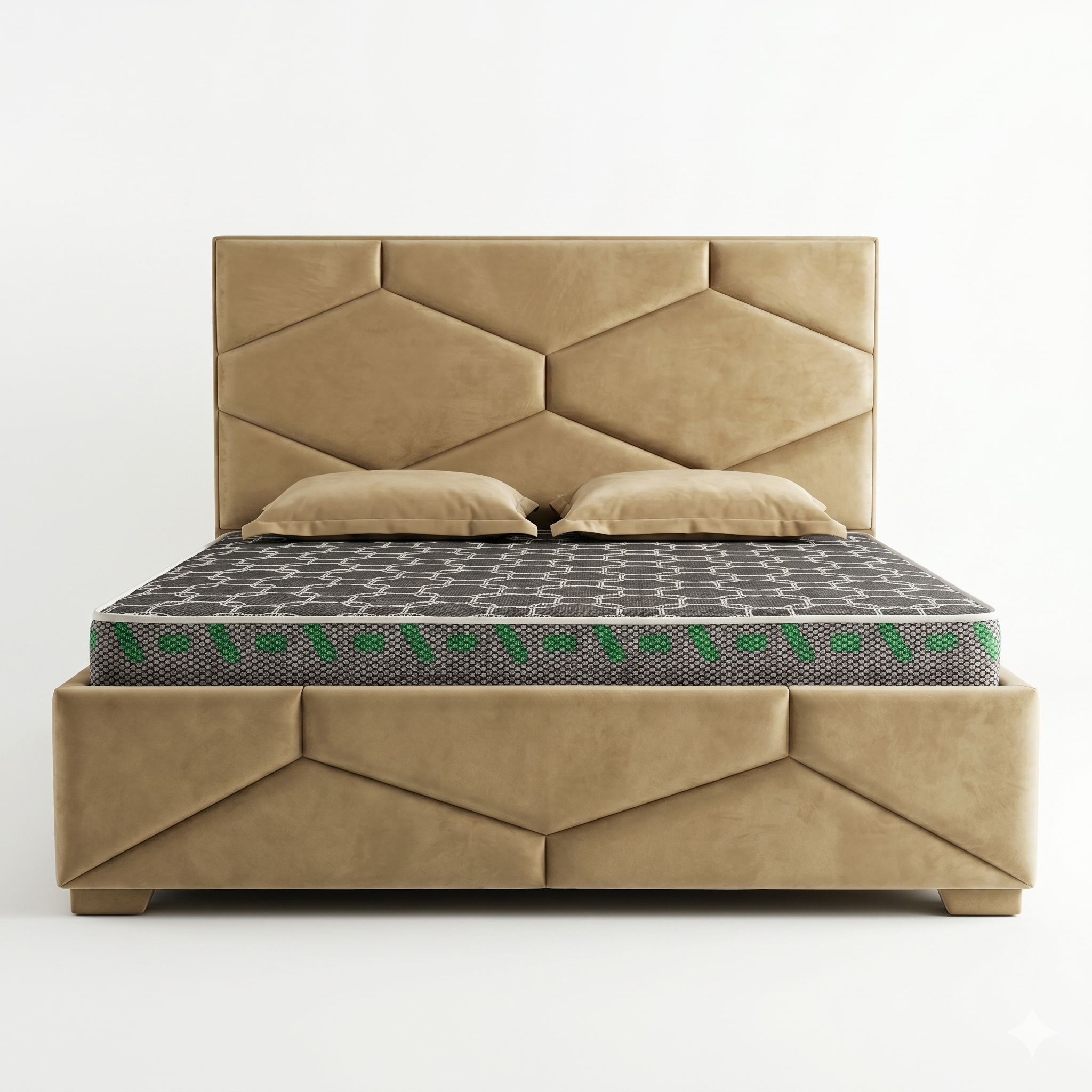 Olive Honeycomb Quilted Bed with Bolster Pillows - image 1