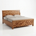 Natural Wood Basket-Weave Block Bed - image 1