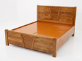 Natural Wood Cane Herringbone Lattice Bed - image 1