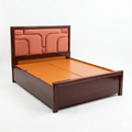 Terracotta Channel-Tufted Wooden Bed - image 1
