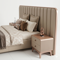 Beige Channel-Tufted Upholstered Platform Bed - image 1