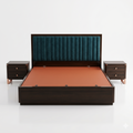 Teal Green Channel-Tufted Wooden Bed with Nightstands - image 1