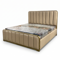 Champagne Gold Channel-Tufted Glossy Bed - image 1