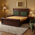 Green Tufted Panel Wooden Bed with Nightstands - image 1