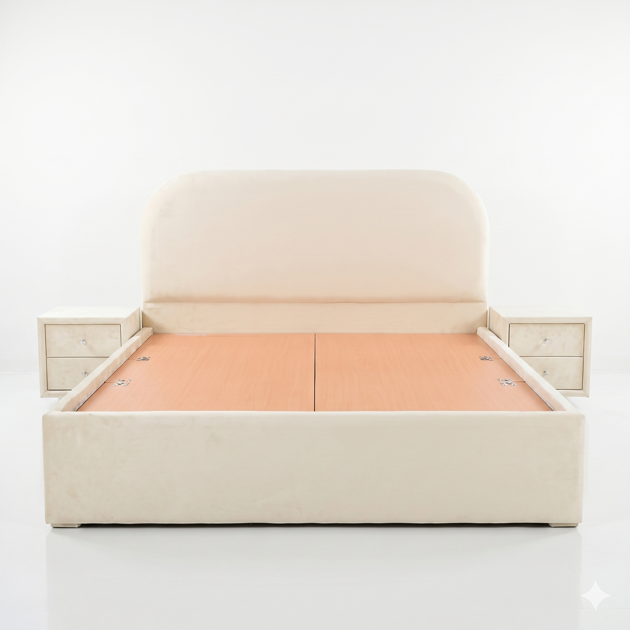 Cream Curved Upholstered Bed - image 1