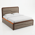 Taupe Curved Upholstered Bed - image 1
