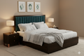 Teal Green Channel-Tufted Wooden Bed with Nightstands - image 1