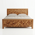 Natural Wood Basket-Weave Block Bed - image 1