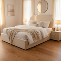 Cream Curved Upholstered Bed - image 1