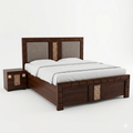 Dark Walnut Carved Panel King Bed with Nightstands - image 1