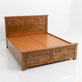 Parquet Block Pattern Wooden Bed with Drawers - image 1