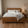Natural Cane Herringbone Weave Wooden Bed - image 1