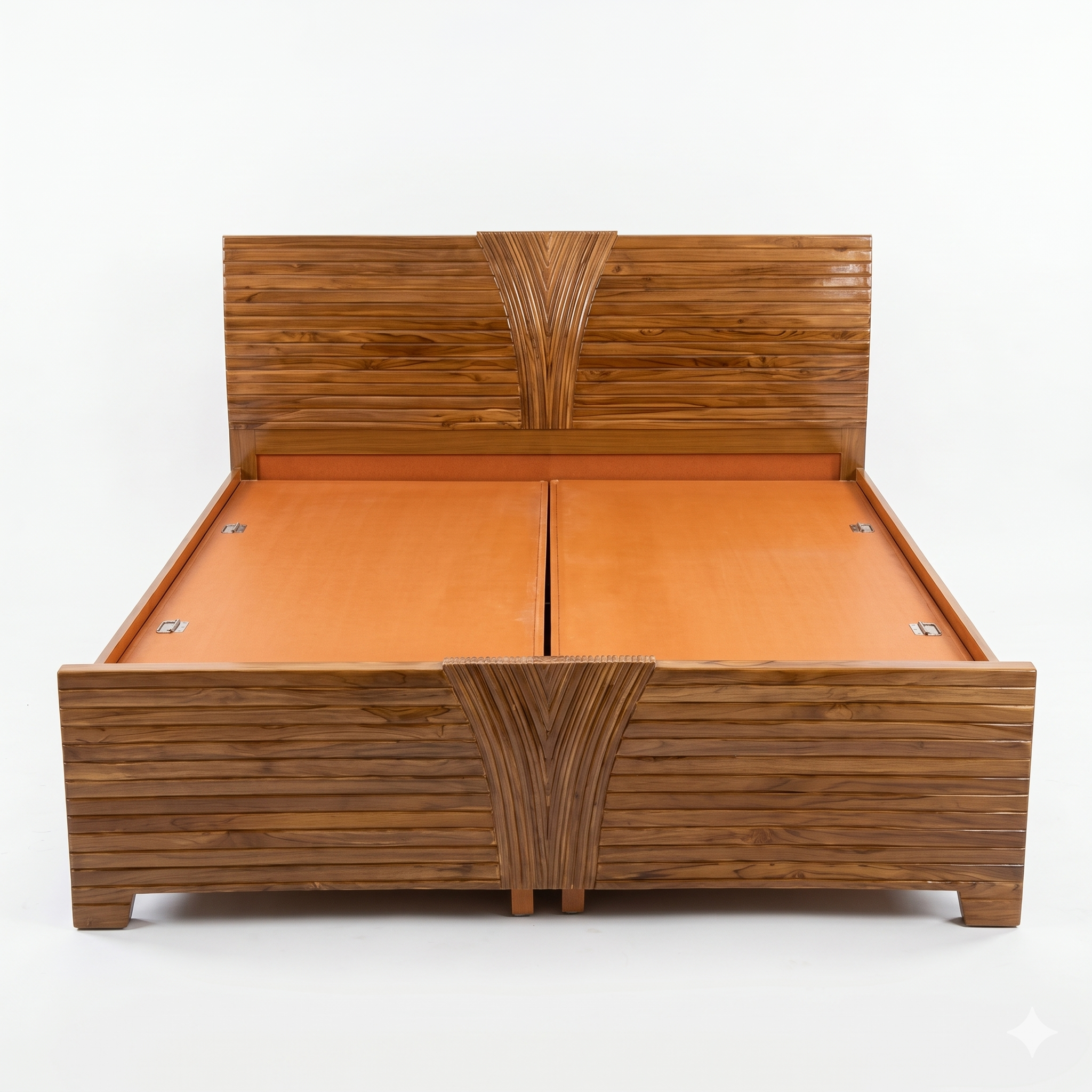 Natural Cane Herringbone Weave Wooden Bed - image 2