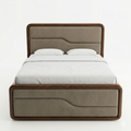 Taupe Curved Upholstered Bed - image 1