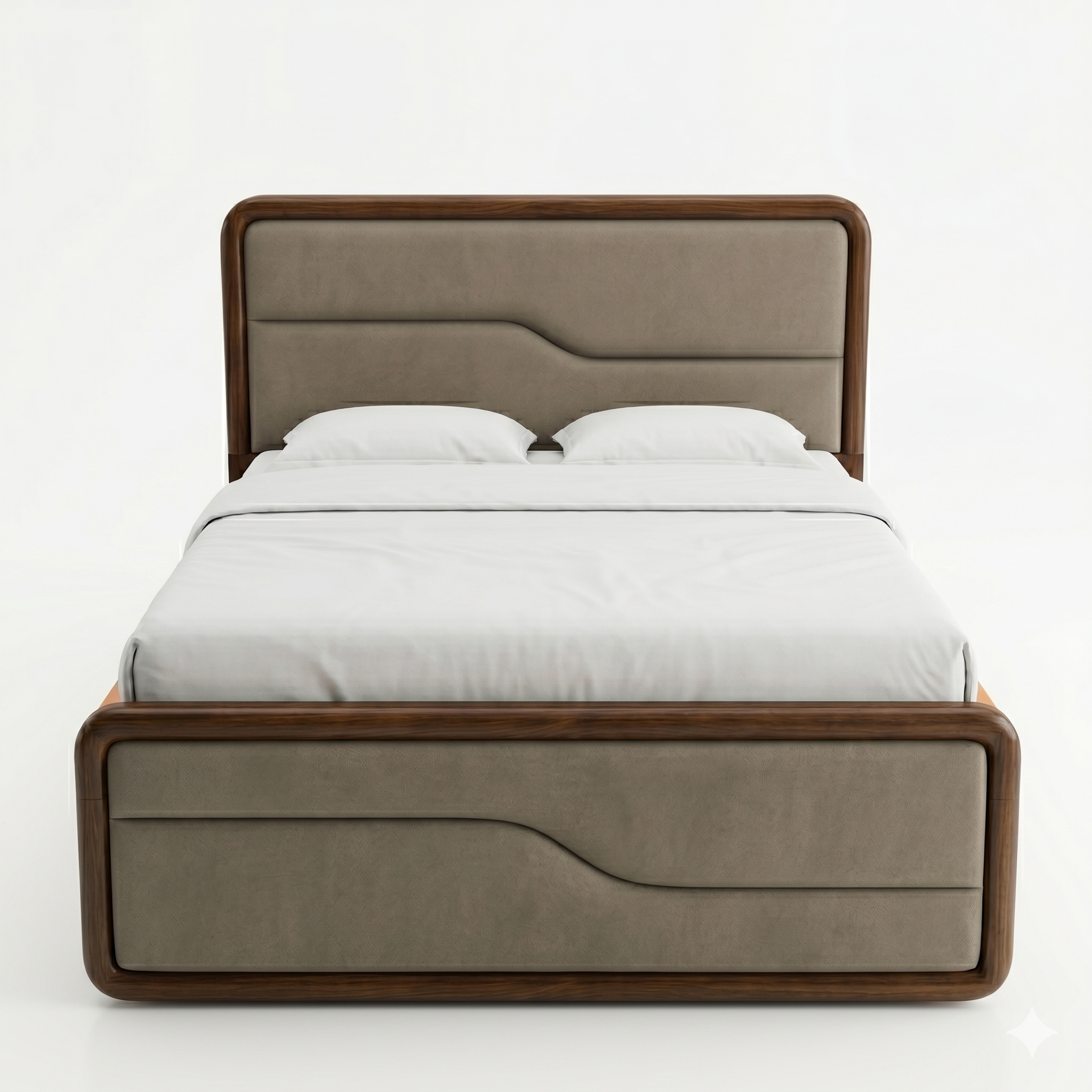 Taupe Curved Upholstered Bed - image 2