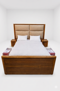 Compact Channel-Tufted Beige Fabric Bed - image 1