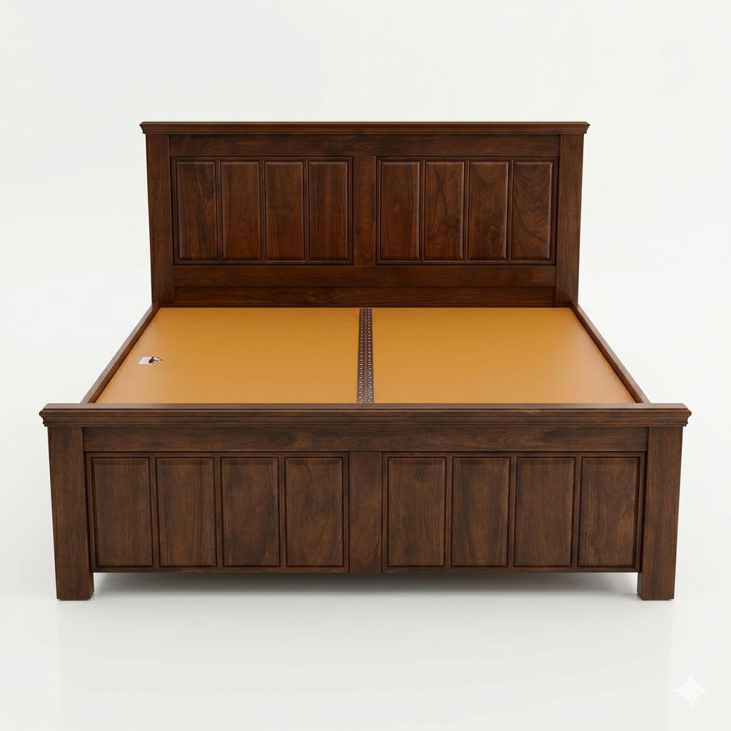 Dark Wood Slat Headboard Rustic Bed - image 2