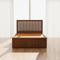 Light Wood Channel-Tufted Beige Platform Bed - image 1