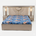 Champagne Sunburst Mirrored Glam Bed with Lit Nightstands - image 1