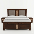 Dark Walnut Carved Panel King Bed with Nightstands - image 1