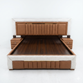 Ribbed Tan Wood Storage Bed - image 1