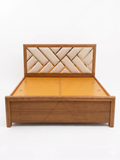 Natural Wood Herringbone Panel Bed - image 1