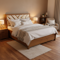 Natural Wood Herringbone Panel Bed - image 1